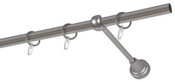 Карниз однорядный, гладкая труба 25 мм L3,0м, матовый хром