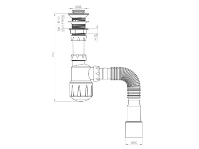 Сифон для умывальника 1 1/4''х40/50 c гибкой трубкой AV Engineering AVE129747