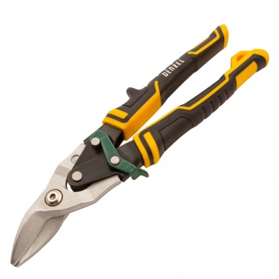 Ножницы по металлу, 270 мм, прямой и правый рез, сталь-СrMo, трехкомпонентные рукоятки, Denzel 78371