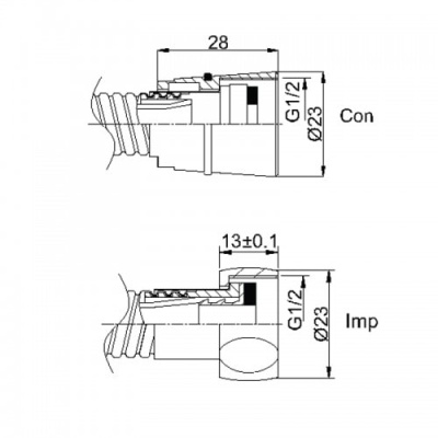 Душевой шланг 1/2"x1/2" Con/Imp 200см Rubineta 600026
