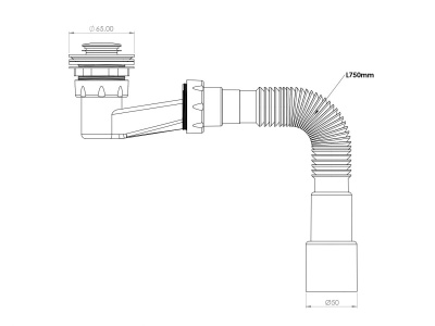 Сифон для душевого поддона с механизмом click-clack,с гибкой трубой 1 1/2" - 40/50мм, AVE129724 AV Engineering