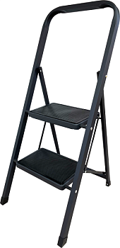 Стремянка стальная с широкими ступенями, 2 ступени, MK802C Алюмет