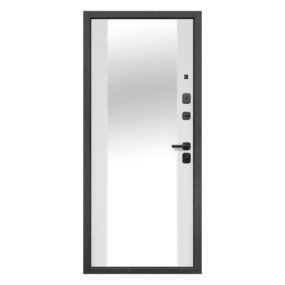 Дверь входная металлическая Зеркало 860 R Guard антик серебро/белый матовый