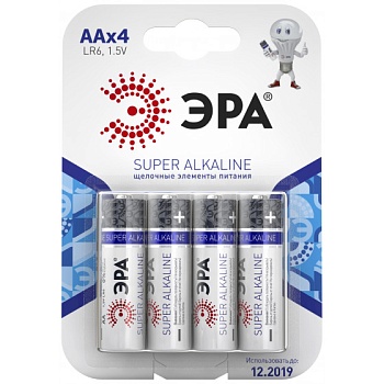 Элемент питания (батарейка) щелочной ЭРА LR6-4BL