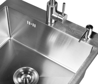 Мойка кухонная W35050/ W02/ WW405A сатин, с сифоном и дозатором Wisent