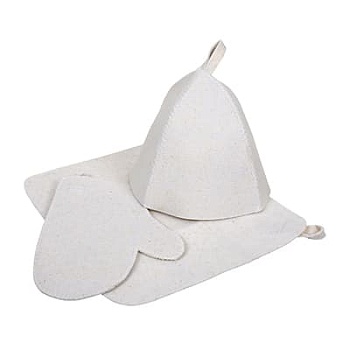 Набор 3 предмета (шапка,коврик,рукавица), белый, Hot Pot