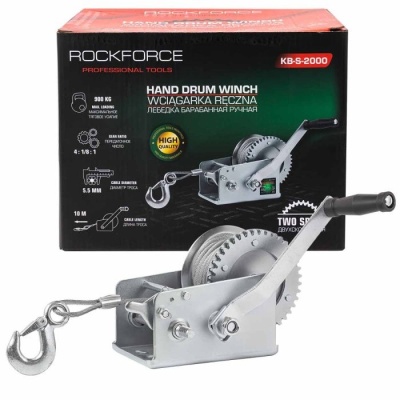 Лебедка барабанная ручная, 900кг RockForce KB-S-2000