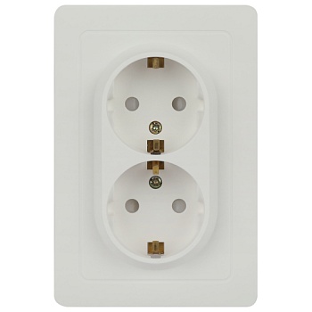 Розетка 2-ая белая, c заземлением и шторками, термопласт, Intro Style 7-208-01