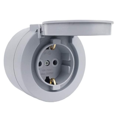 Розетка 1-ая xOne с заземлением и крышкой серый Ovivo 406-240000-249