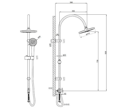 Душевая система с тропическим душем ST01 ESKO