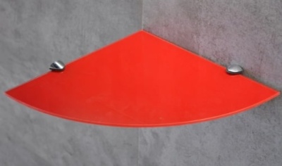 Полка стеклянная вкладная 250x250x6мм угловая красная СТЕКЛОЛЮКС