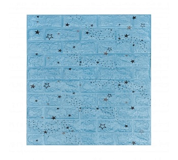 Декоративная 3D панель, самоклеящаяся, Звездное небо голубой кирпич, 700x770мм