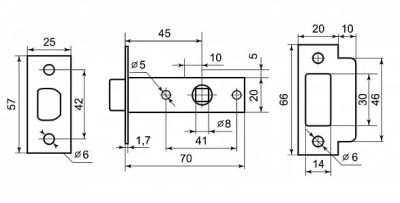Защелка межкомнатная 100 AB Palladium