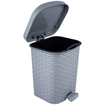 Ведро для мусора 12 л с педалью серый Артлайн 4348805