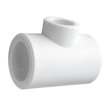 Тройник полипропиленовый редукционный 25x20x25, белый, РосТурПласт