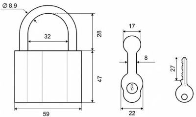 Замок навесной 601S-60 Palladium