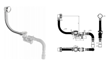 Сифон для ванны поворотный, полуавтомат, 1 1/2