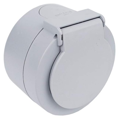 Розетка 1-ая xOne с заземлением и крышкой серый Ovivo 406-240000-249