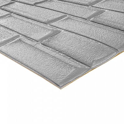 Декоративная 3D панель, самоклеящаяся, Скошенный кирпич серый, 700x770мм