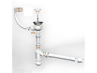 Сифон для мойки d 3 1/2" с гибкой трубой 40х50, металл, GRAND