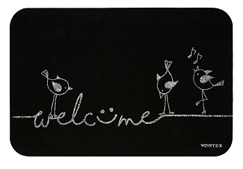 Коврик придверный влаговпитывающий, Welcome птицы, 40х60 см, VORTEX 24401