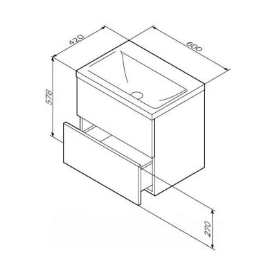 Тумба подвесная Gem 60 с умывальником AM.PM M90-FHX0602-WC0602WG