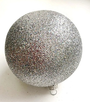 Шар новогодний 80мм парча серебро хамелеон В13, GreenTerra