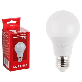 Лампа светодиодная A60 СТАНДАРТ 10Вт 230В E27 4500K AURORA A200-005 Лампа светодиодная A60 СТАНДАРТ 10Вт 230В E27 4500K AURORA A200-005