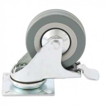 Колесо поворотное с тормозом, крепление платформенное, Сибртех