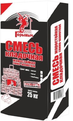 Смесь кладочная жаростойкая глино-шамотная Горыныч (серая, 25 кг)