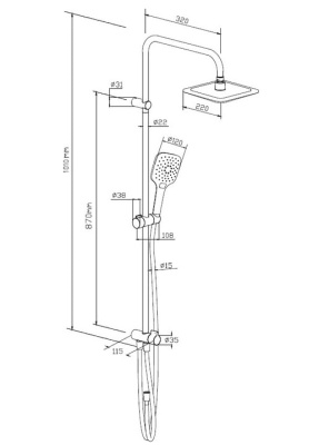 Душевая система с тропическим душем Origin Evo 978200200 Damixa
