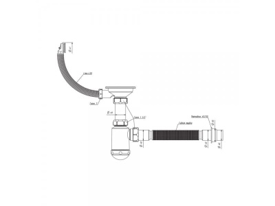 Сифон для мойки ЭКОНОМ d 3 1/2" с круглым переливом и винтом GRAND