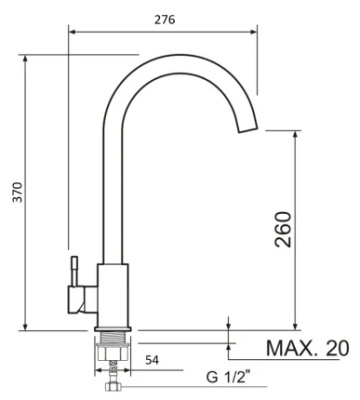 Смеситель для кухни D35 SUS124-017F РМС