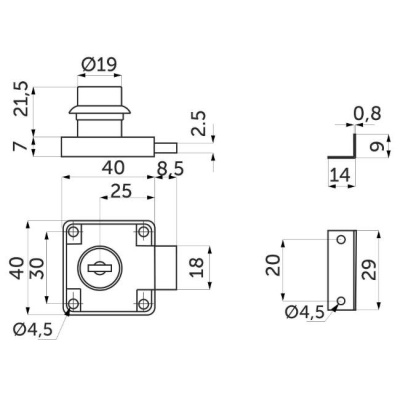 Замок мебельный LIGHT 138 хром AKS 21183