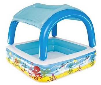 Бассейн надувной с навесом 147х147x122 см арт.52192 Bestway