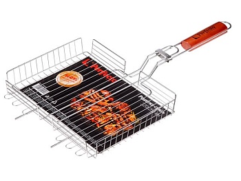 Решетка-гриль, 320x250 мм, нержавеющая сталь, деревянная ручка, PERFECTO LINEA