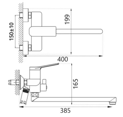 Смеситель для ванны Adara Graphite VALFEX VF.22816-3