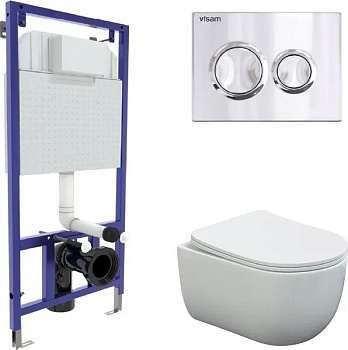 Комплект BERGES инсталляция Visam Slim  унитаз VENTAS Rimless EX-043241