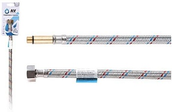 Подводка гибкая для воды иголка м10 длинная - гайка 1/2, 80см (AVE20280) AV Engineering
