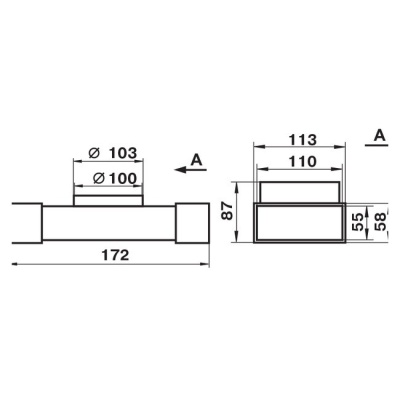 Тройник для плоских и круглых воздуховодов 110х55мм/d100 СЕМЬ ВЕТРОВ 531