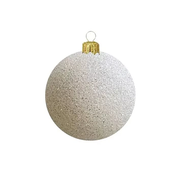 Шар ёлочный парча 8см белый с серебром GreenTerra ВН38