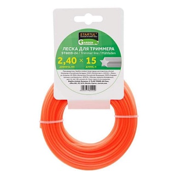 Леска триммерная ф 2.4 мм x 15 м звездочка STARTUL GARDEN ST6059-24