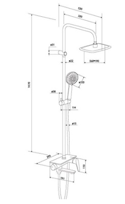Душевая система с тропическим душем RedBlu by Origin Bit 977720000 Damixa