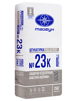 Штукатурка защитно-отделочная ТМ №23К-2 КОРНИК 1.5 мм серая, 25 кг Тайфун Мастер