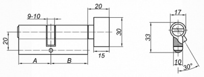 Цилиндровый механизм ZN 70 (30x40) C BK CP Palladium