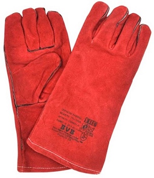 Перчатки спилковые на подкладке р.14 красные BVB