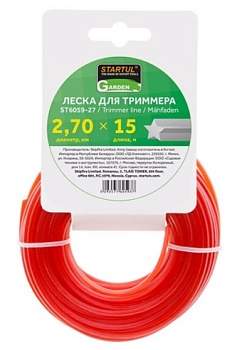 Леска триммерная ф2.7ммx15м звёздочка STARTUL GARDEN