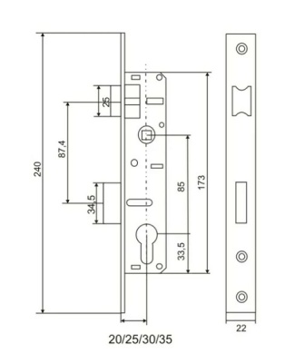 Замок цилиндровый врезной без ручек 153-20 CP VЕTTORE