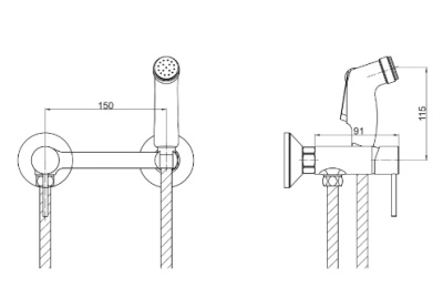 Смеситель РМС-Л1-5 с гигиеническим душем РМС