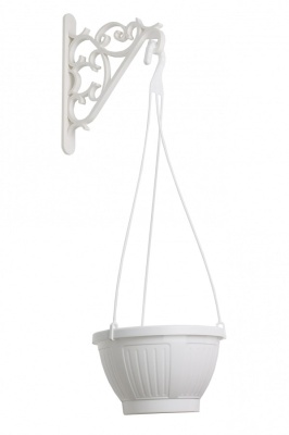 Кашпо подвесное 2л с кронштейном белое Optimplast